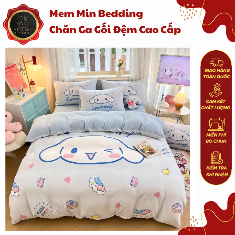 (SGN196)Bộ Chăn Ga Gối Nỉ Nhung Đem Lại Sự Ấm Áp Công Nghệ In 5D Họa Tiết Hoạt Hình Vui Nhộn - Memmi