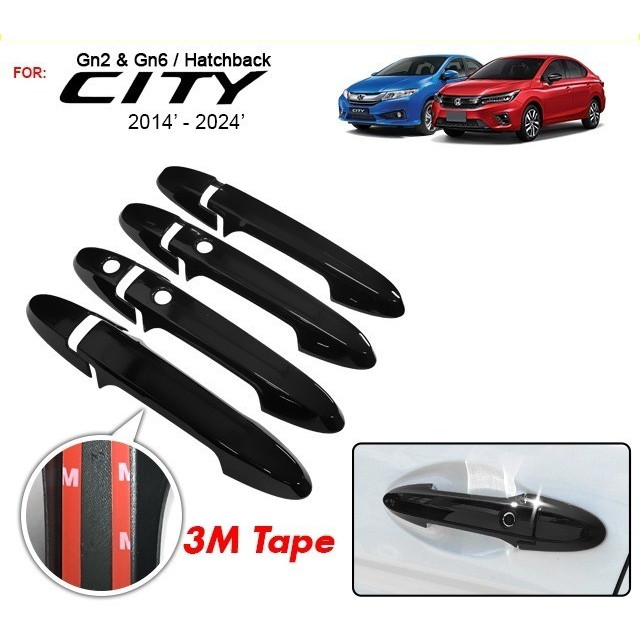 2014-2019 Honda City GM6 Tay Nắm Cửa Ô Tô Màu Đen Bóng / Sợi Carbon