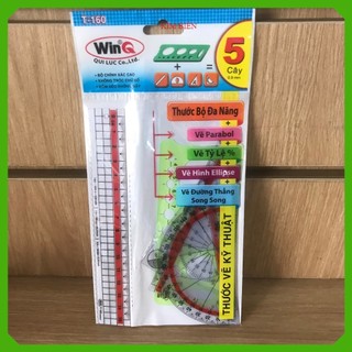 thước vẽ kỹ thuật bộ 5 cây WinQ Qui Lực T-160 / 160 / Combo 5 cây thước kẻ dẻo T160