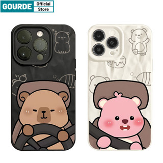 Ốp Lưng iPhone nếp gấp cặp đôi Dễ Thươn Capybara Loopy Lái xe Ốp Điện Thoại Silicone Mềm Cao cấp chống sốc Cho iPhone 11 12 13 14 15 16 pro max promax 7plus 8Plus XR X XS Max-Gourde Case