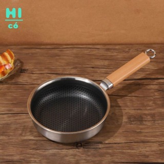 Chảo Đúc Inox Chống Dính Vân Nổi 16cm Tay Cầm Cán Gỗ Móc Treo