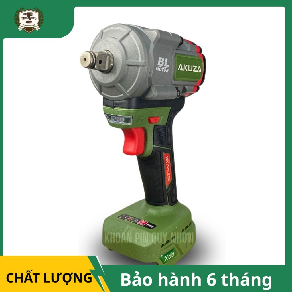 Thân máy bulong Akuza lực 750N đầu 1/2 phù hợp gara oto, xe máy, máy công nông tháo ốc 32 đổ xuống