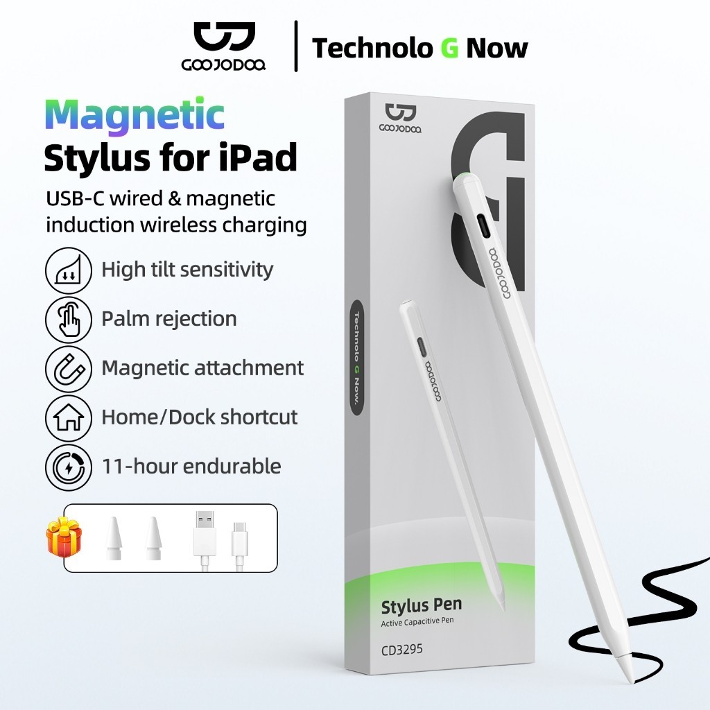  Bút cảm ứng Goojodoq GD15 mới 2025 sạc không dây từ tính có phím tắt và đèn báo để tránh chạm nhầm 