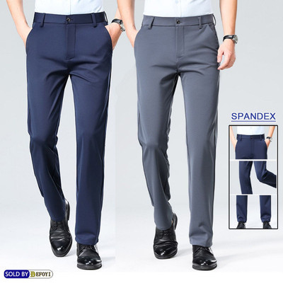 Quần Nam Ice Silk Slim Fit Thẳng Chân Công Sở Thường Ngày Trang Trọng Phù Hợp Với Đen WW38