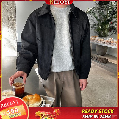 Áo Sơ Mi Nam Tay Dài Ve Áo Mỹ Retro Ngắn Phi Công Áo Khoác Vintage Cao Cấp Cổ Điển Áo Khoác Da Lộn Top