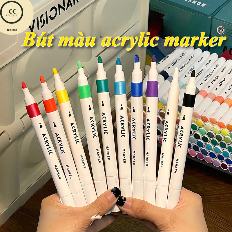 Bút màu acrylic marker 12/24/36/48/60/80,Bút Màu Acrylic Marker Không Lem,ko lem trên giấy