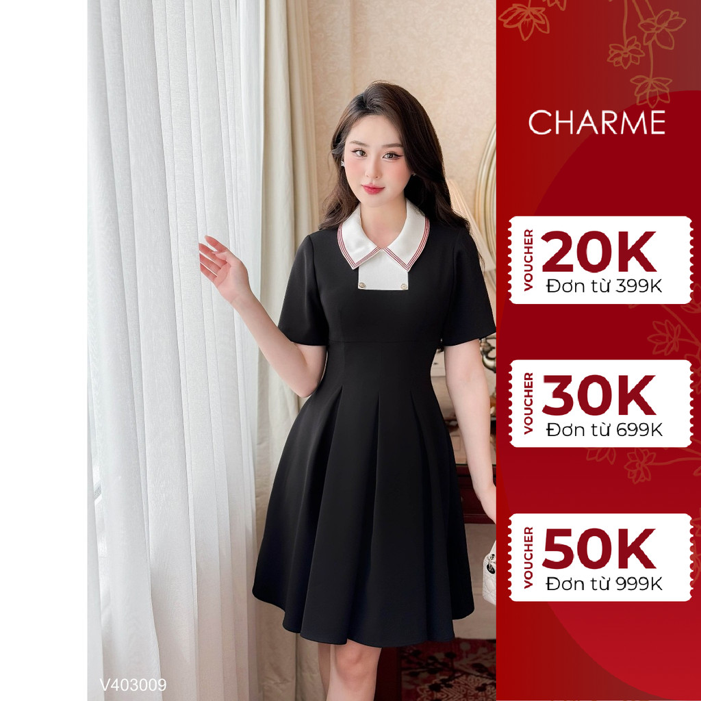 Váy nữ dáng xòe phối cổ đức Charme 403009