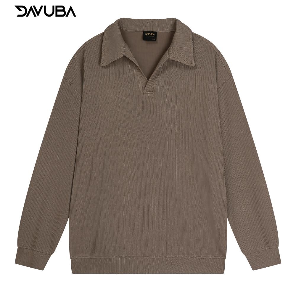 Âo thun tăm cổ V trụ DAVUBA dài tay from rộng SM118 | BigBuy360 - bigbuy360.vn