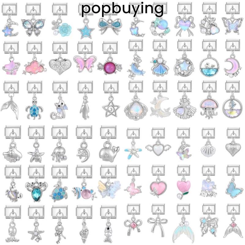 100 Chiếc Quyến Rũ Mặt Dây Cho Vòng Tay Mô Đun Phong Cách Ý Liên Kết Charm Fit 9 Mm Vòng Tay Thép Không Gỉ DIY Trang Sức Làm