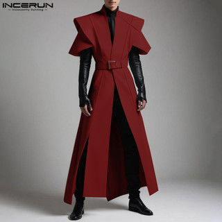 Incerun Nam Vintage Thiết Kế Thời Trang Tay Ngắn Màu Trơn Dài Cardigan