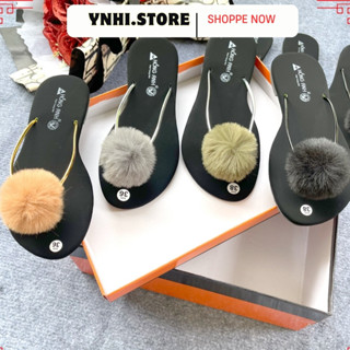  Dép Kẹp Nữ Ynhi ,Dép Xỏ Ngón Nữ Đính Lông Dây Mảnh Siêu Đẹp Đủ Màu Đủ Size . 