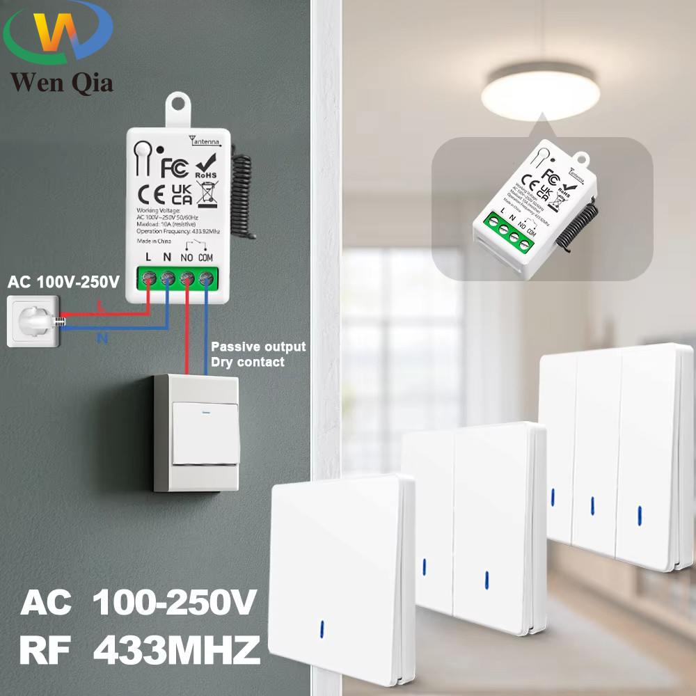 Điều khiển từ xa không dây 433 MHz Bộ phát tường 1 / 2 / 3Gang 110V 220V Công tắc chiếu sáng cho đèn