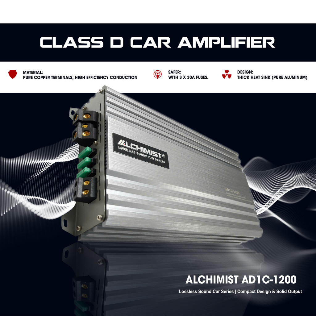 DSP ô tô 1 Kênh Class D AD1C-1200 loại Mono 1200W - Bộ Khuếch Đại Âm Thanh Ô Tô Kỹ Thuật Số Cao cấp