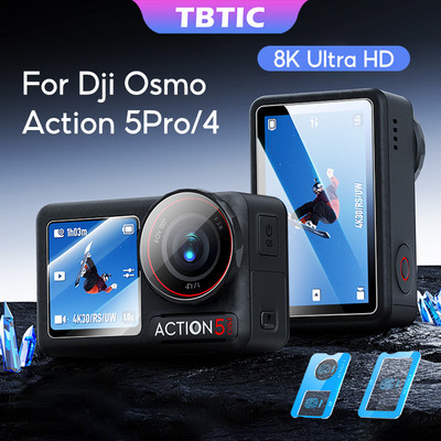 Kính Cường Lực TBTIC Cho DJI Osmo Action 5 Pro 4 Bảo Vệ Màn Hình Bảo Vệ Ống Kính Camera HD Trong Suốt Chống Trầy Xước Bong Bóng Miễn Phí Dễ Dàng Lắp Đặt