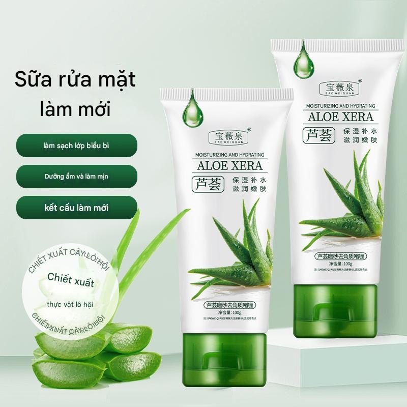 Aloe Xera Gel tẩy tế bào chết lô hội Thu nhỏ lỗ chân lông Làm sạch sâu Nhẹ nhàng Loại bỏ mụn đầu đen