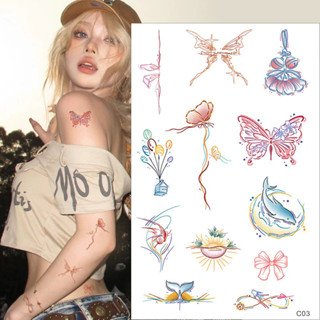 1-2 Miếng Dán Hình Xăm Bướm Hoa - Nhãn Dán Nghệ Thuật Toàn Thân Tự Dính - Nhãn Dán Hình Xăm Tạm Thời