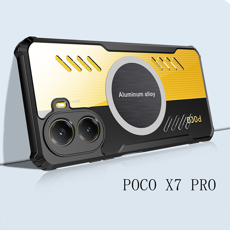 Vỏ trong suốt tản nhiệt cho Xiaomi poco X7 Pro, poco X7 X6 Pro Vỏ xe từ tính