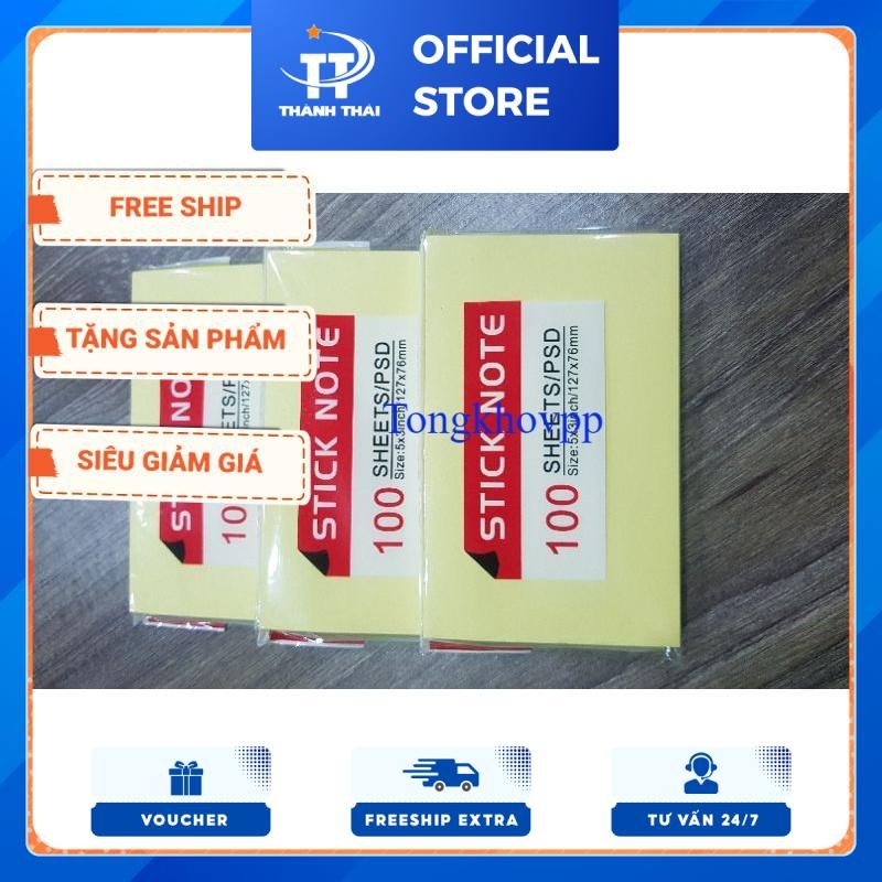 Combo 3 tập Giấy nhớ vàng 3x5- giấy nhắn việc 3x5