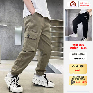 Quần dài vải kaki túi hộp thời trang cho bé trai size nhỡ đại 18-52kg, quần dài kaki bé trai mẫu DY, quần đi học bé trai