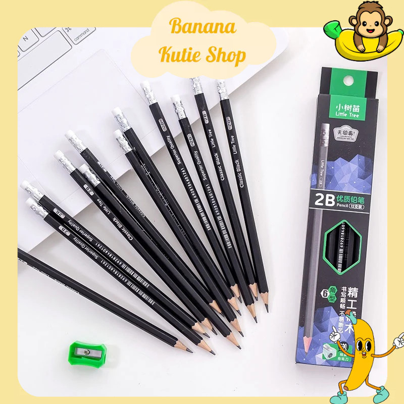 Bút Chì 2B Kèm Đầu Tẩy, Bút Chì 2B Xanh, Bút Chì Siêu Rẻ