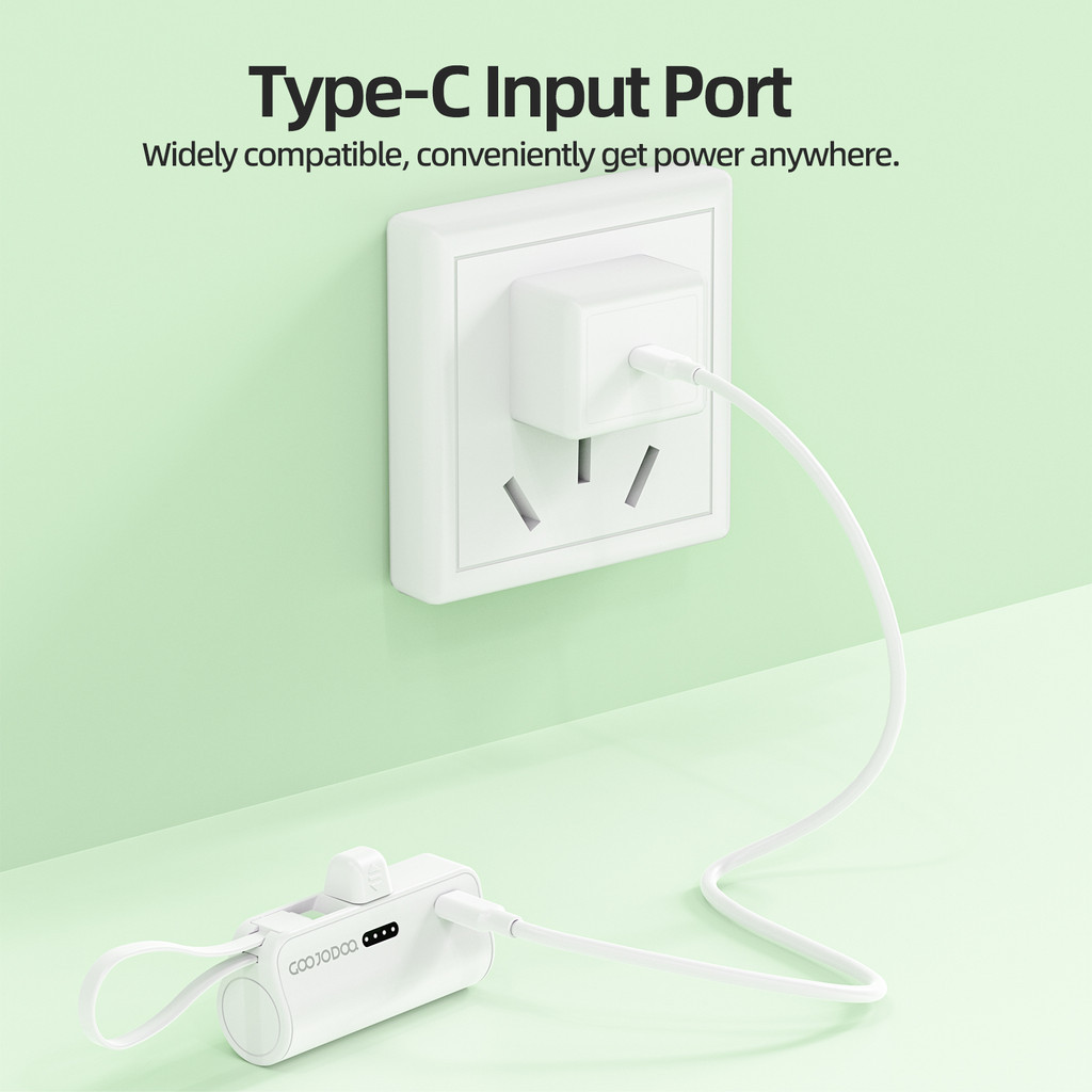 GOOJODOQ 4000mAh Mini Power Bank Sạc di động Type-C và phích cắm cho điện thoại/đồng hồ/tai nghe | BigBuy360 - bigbuy360.vn