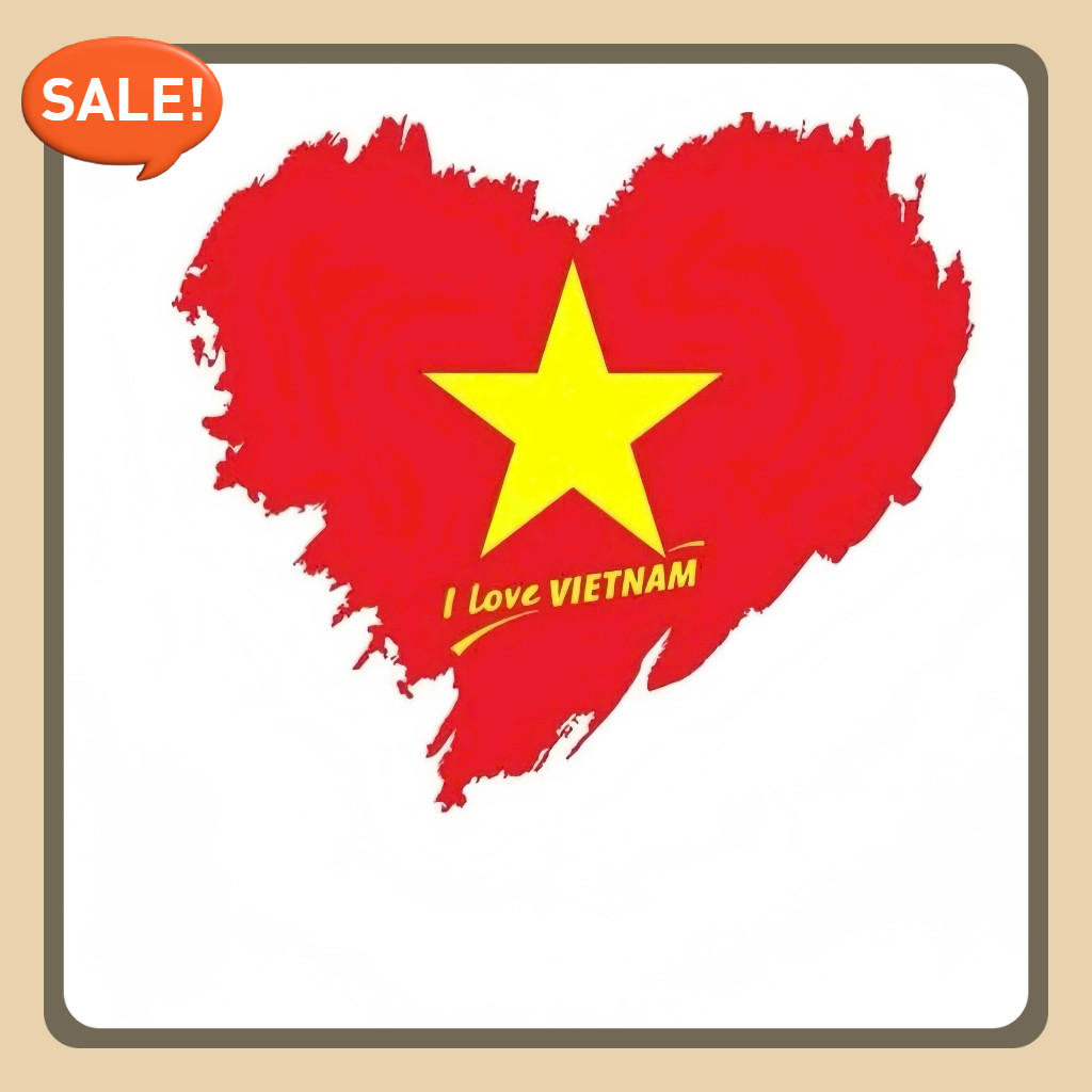 Tem tôi yêu Việt Nam, I Love Việt Nam, lá cờ hottrend - tem dán capo xe - tem decal xe ô tô