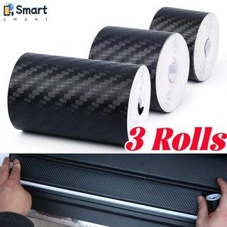 3 cuộn Bảo vệ cạnh cửa ô tô Phim Carbon 3D | Miếng dán bảo vệ chống bước cho bệt / Cản / Thân cây, Trang trí ô tô chống va đập cao, Đen