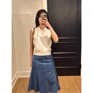  POLO Ralph Lauren Nữ Không Tay Áo Sơ Mi POLO Ve Áo Dệt Kim Tay Ngắn Thời Trang Áo Vest 