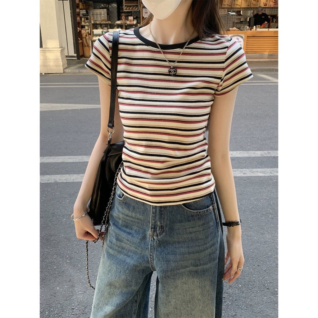 NASA Áo Thun Nữ Sọc Retro FormSlim-Fit