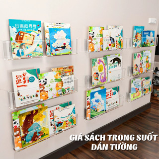 Giá Để Sách Trong Suốt Dán Tường, Kệ Đựng Truyện Cho Bé Chất Liệu Nhựa Acrylic