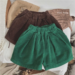 TIINGXUYU Retro ~ Quần lửng nhung kẻ trơn màu phong cách Hàn Quốc quần lửng rộng rãi dễ phối đồ cho bé nam nữ thời trang xuân thu