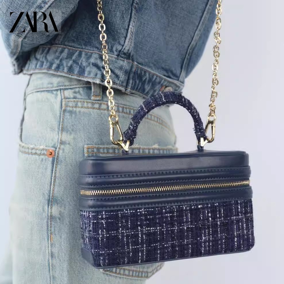 Túi xách nữ Zara 2024 mới retro đeo vai xiên nhịp phổ biến di động cứng thời trang túi vuông nhỏ