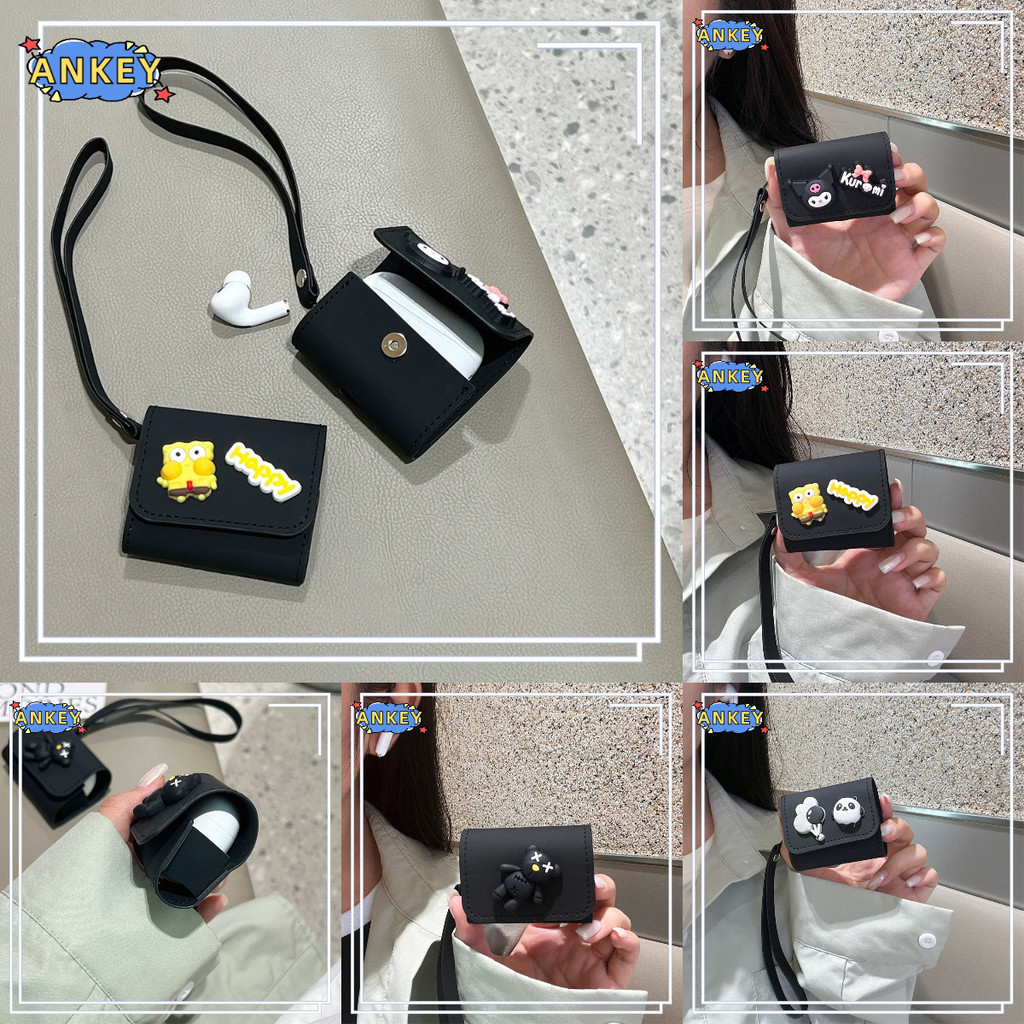 Black Leather Case For Baseus E9 AirGo AS01 E10 E11 M2 M2+ W3 WM05 Earphone Waterproof Shockproof Ca