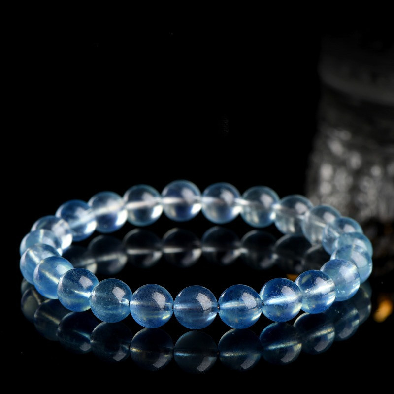 Vòng tay Aquamarine màu Gradient băng tự nhiên Duobao Mỏ cũ Aquamarine Vòng tay hạt tròn