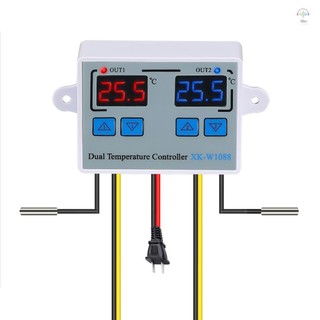 Bộ điều khiển nhiệt độ kép kỹ thuật số 110-220V Bộ điều chỉnh nhiệt độ LED C Bộ điều chỉnh nhiệt độ làm mát khiển độ với đầu dò chống nước cho máy làm mát bể cá