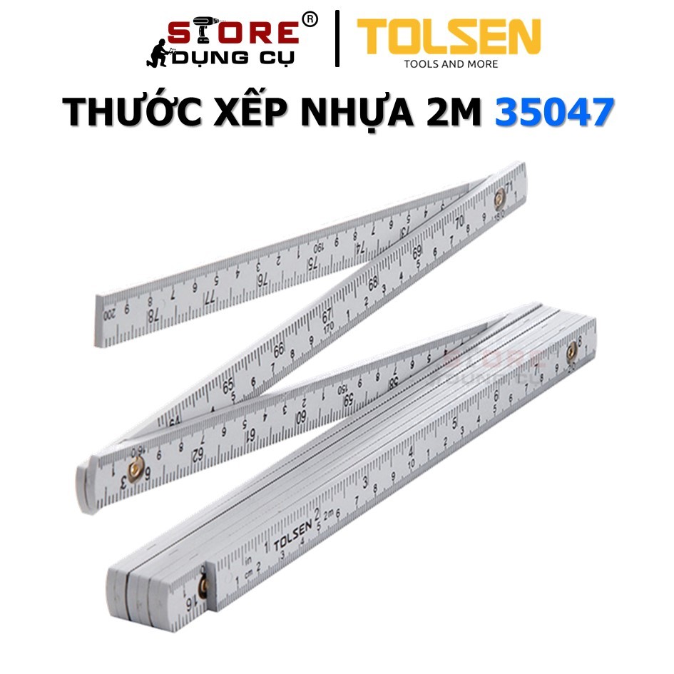 Thước xếp 2 mét Folding Ruler TOLSEN 35047, thước gấp kiến trúc sư phổ biến, thước xếp nhựa