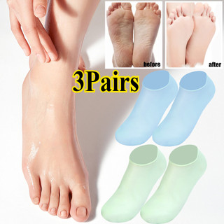 1 / 3 Đôi Tất Dưỡng Ẩm Silicon Cấp Y Tế | Vỏ chân thân thiện với da và thoáng khí, 3 màu có thể tái sử dụng, Hoàn hảo cho thói quen chăm sóc bàn chân ban đêm