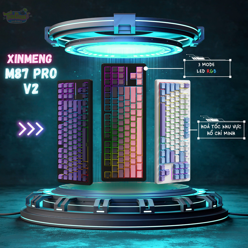 [Hoả Tốc] Bàn Phím Xinmeng M87 Pro V2 | Mạch Xuôi Hotswap 5 Pin | LED RGB | 3 Modes | Full Phím