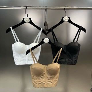 Áo ngực một mảnh dây vai có thể điều chỉnh Âu Mỹ ôm sát eo thon gọn phong cách thuần khiết dễ phối xương cá chống chảy xệ đồ lót nữ