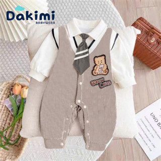 Body công tử dài tay Dakimi cho bé trai chất Cotton mềm mịn, bodysuit cho bé thu đông liền thân, quần áo sơ sinh 0-12M