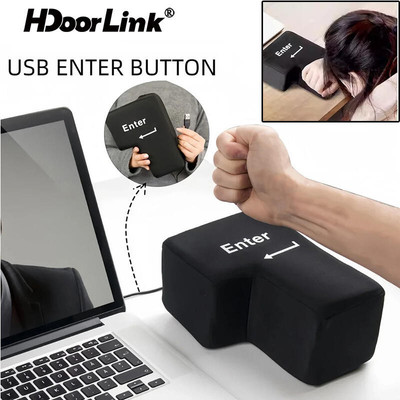 Hdoorlink USB Big Enter Nút Chìa Khóa Chống Căng Thẳng Nút Giảm Căng Thẳng Gối Văn Phòng Máy Tính Lớn Nhập Nút