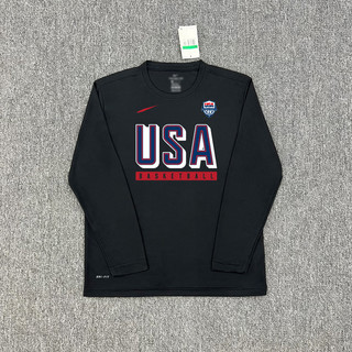  Usa Paris Olympic Dream Team Ngực National Flag Style Áo thun dài tay khô nhanh Đội tuyển Mỹ Bộ đồ tập bóng rổ Curry James Warm-Up Sports Sho 