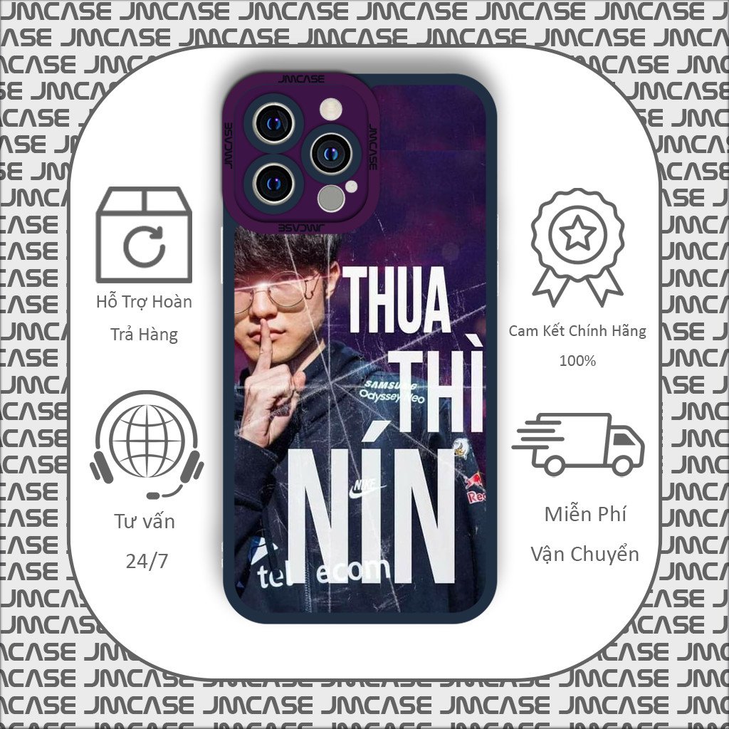 Ốp lưng iPhone Cạnh Vuông Samsung Xiaomi Oppo T1 Mid Faker league of legends LOL thua thì nín