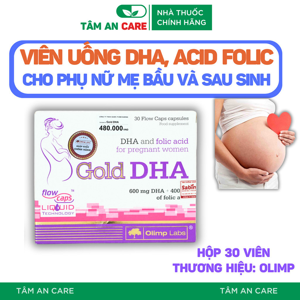 Viên Uống DHA Bầu Gold DHA Sabina - Bổ Sung Acid Folic, DHA, Bé Thông Minh (Hộp 30 Viên) [NHẬP KHẨU 