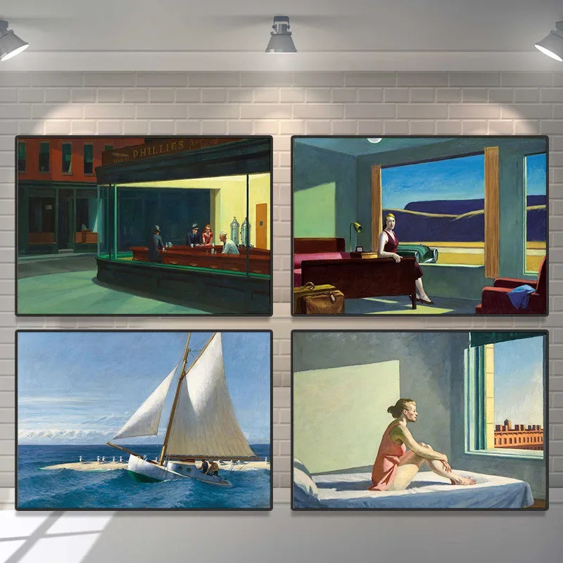 Áp phích in vải nghệ thuật hiện đại nổi tiếng Edward Hopper - Trang trí tường phòng khách Hình ảnh g