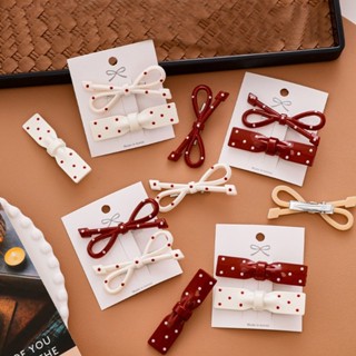 Ahellogirl Chấm Bi Nơ Kẹp Bên Hàn Quốc Phong Cách Retro Ngọt Ngào Nữ Tóc Phụ Kiện