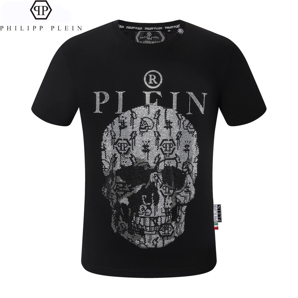 (Sản xuất tại Quảng Châu, Trung Quốc) Chất lượng cao Philipp PLEIN Nam Cổ Tròn Mỏng Đầu Lâu Kim Cươn