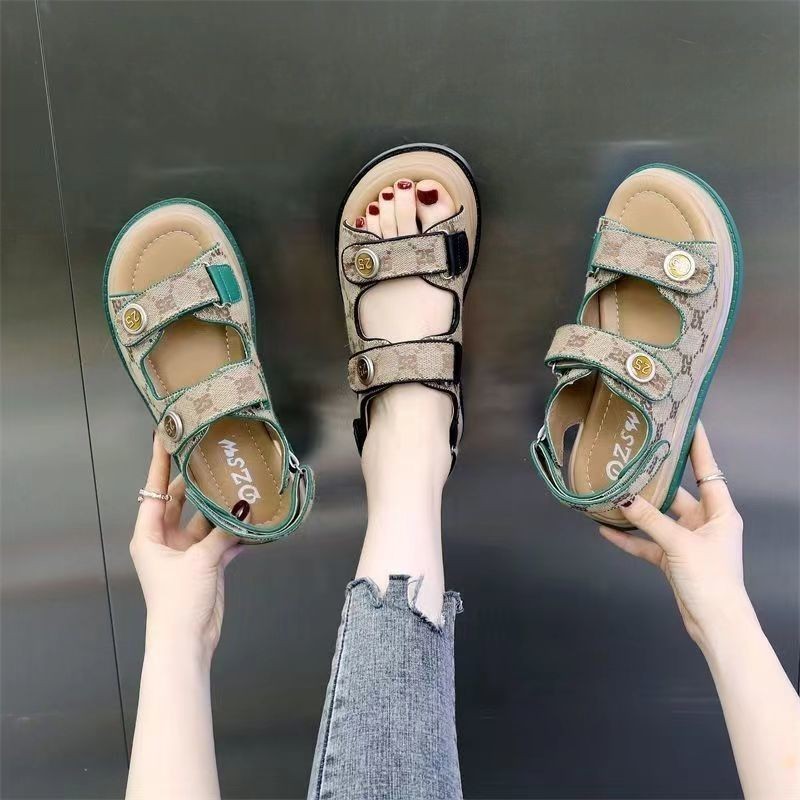 2025 Mùa Hè Influencer Thời Trang Phong Cách Mới Đáy Phẳng Sinh Viên Phù Hợp Với Ma Thuật Thể Thao L