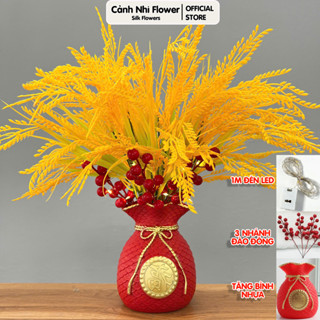   Full phụ kiện  Bình Lúa thần tài phong thủy hút tài lộc - 35 nhánh - Cao 40cm - Cảnh Nhi Flower 