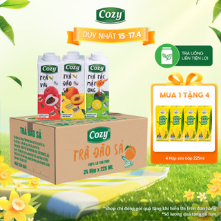 [Thùng 24 Hộp] Trà Hoa Quả Cozy Uống Liền Hương Vị Tươi Mát, Chua Ngọt, Hỗ Trợ Giải Khát 225ml/Hộp